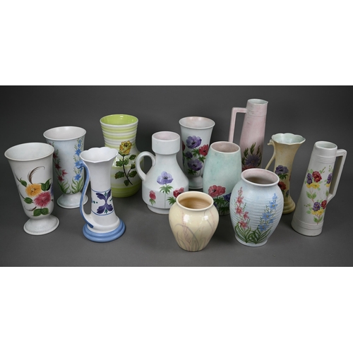 659 - Twelve E Radford floral-painted vases and jugs (box)