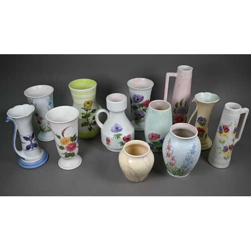 659 - Twelve E Radford floral-painted vases and jugs (box)