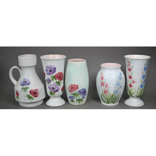 659 - Twelve E Radford floral-painted vases and jugs (box)