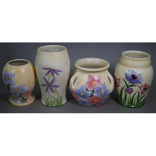 662 - An E Radford cottage-ware jug and flask to/w fourteen various floral-painted vases and jug (box)