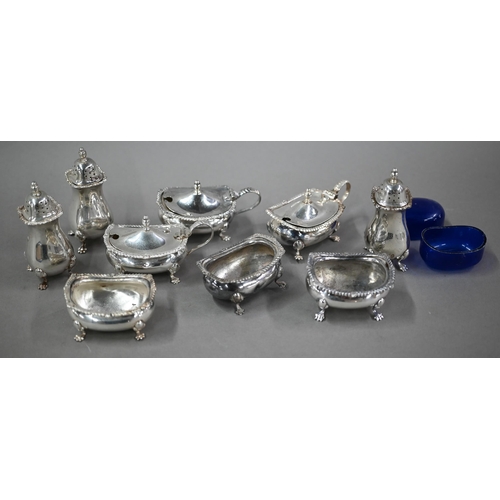 68 - A nine-piece silver condiment set, Mappin & Webb, Birmingham 1975-78, 18.7oz