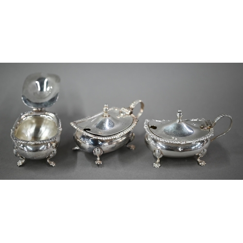 68 - A nine-piece silver condiment set, Mappin & Webb, Birmingham 1975-78, 18.7oz