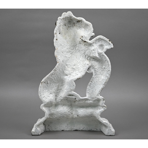 70 - A cast iron Victorian door stop modelled as a lion rampant, painted white, 37 cm