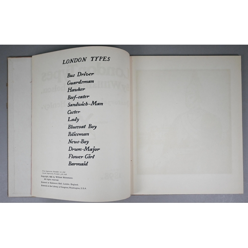 1013 - Nicholson, William - 'London Types', with Quartorzains by W E Henley, 2nd Impression 1898 to/w E V L... 