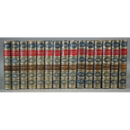 1016 - Dickens, Charles - Works in thirty vols, London; Chapman & Hall, finely-bound in dec gilt and bl... 