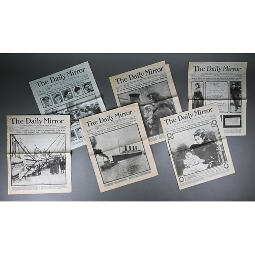 1032 - Titanic - Six editions of The Daily Mirror, April 16-20 and 22, 1912, reporting the disaster and aft... 