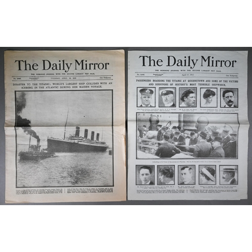 1032 - Titanic - Six editions of The Daily Mirror, April 16-20 and 22, 1912, reporting the disaster and aft... 