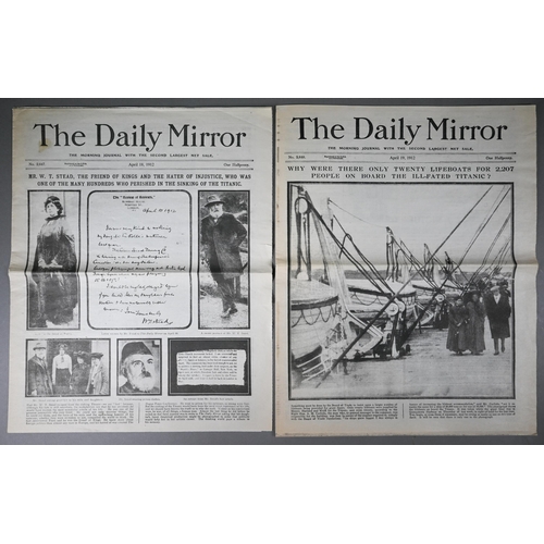 1032 - Titanic - Six editions of The Daily Mirror, April 16-20 and 22, 1912, reporting the disaster and aft... 