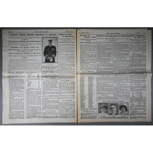 1032 - Titanic - Six editions of The Daily Mirror, April 16-20 and 22, 1912, reporting the disaster and aft... 