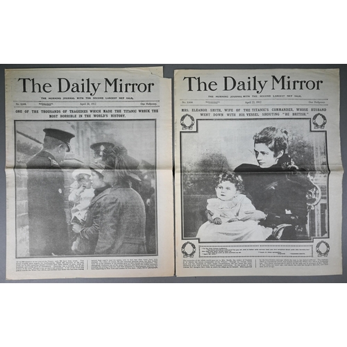 1032 - Titanic - Six editions of The Daily Mirror, April 16-20 and 22, 1912, reporting the disaster and aft... 