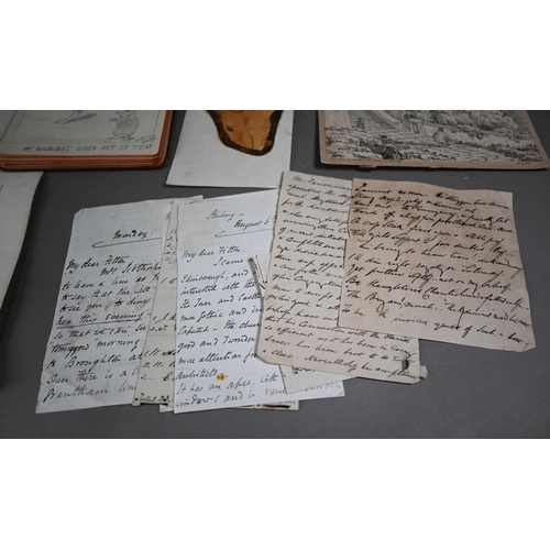 1037 - Two autograph albums - one containing accomplished watercolours and sketches, to/w various printed e... 