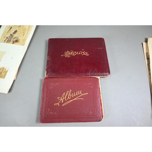 1037 - Two autograph albums - one containing accomplished watercolours and sketches, to/w various printed e... 