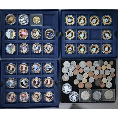 1059 - A quantity of commemorative coins, including proof £5 cupro-nickel coins, crowns etc (box)