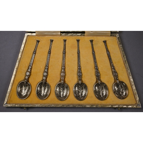 1073 - A cased set of six silver gilt facsimile Coronation Anointing spoon coffee spoons, London 1936