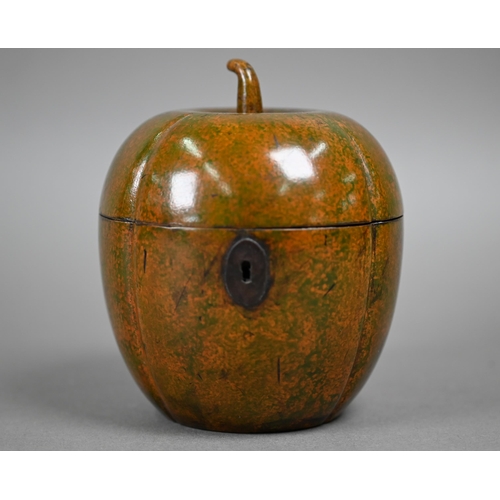 1081 - A turned and carved wood tea caddy in the form of a melon, 12.5 cm high