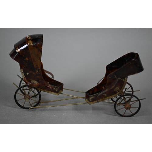 1097 - Two Asian tortoiseshell model rickshaws, to/w an HMV Gramophone record-duster (3)