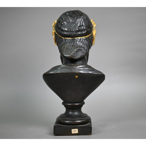 1100 - A 19th century French bronze bust, the Talleyrand Zeus (original in Louvre), with gilt crown and loa... 