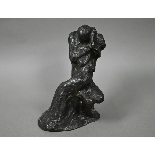 1107 - Jo Davidson (1883-1952) - A brown patinated bronze group, seated couple embracing, signed, 19cm high... 