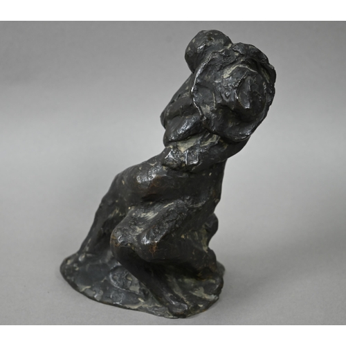 1107 - Jo Davidson (1883-1952) - A brown patinated bronze group, seated couple embracing, signed, 19cm high... 