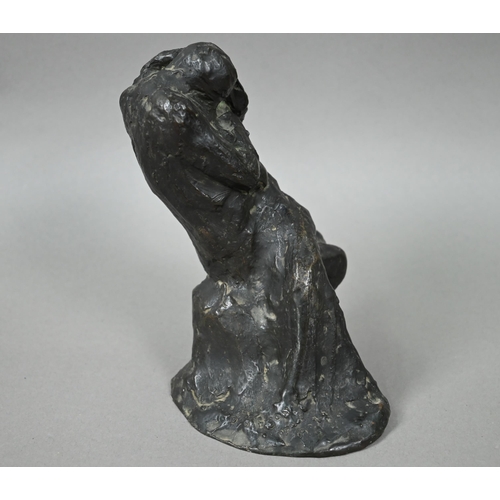 1107 - Jo Davidson (1883-1952) - A brown patinated bronze group, seated couple embracing, signed, 19cm high... 