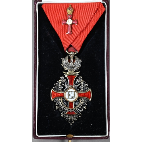 1111 - AMENDED ESTIMATE Imperial Austrian Order of Franz Joseph (1849) Knight's badge in silver-gilt and en... 