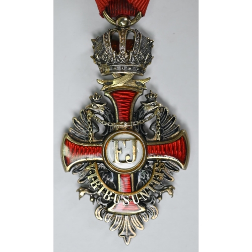 1111 - AMENDED ESTIMATE Imperial Austrian Order of Franz Joseph (1849) Knight's badge in silver-gilt and en... 