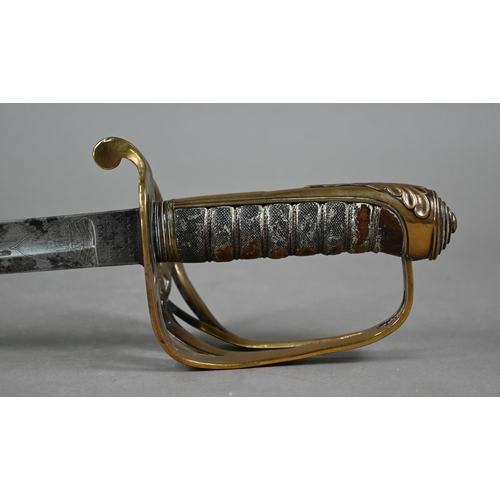 1126 - A Victorian Royal Field Artillery officer's sword by Henry Wilkinson, with 84 cm etched blade and br... 