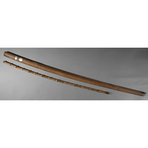 1128 - A Japanese Bokken (wooden practice katana sword), 101 cm to/w bamboo swagger stick (2)Purchasers mus... 