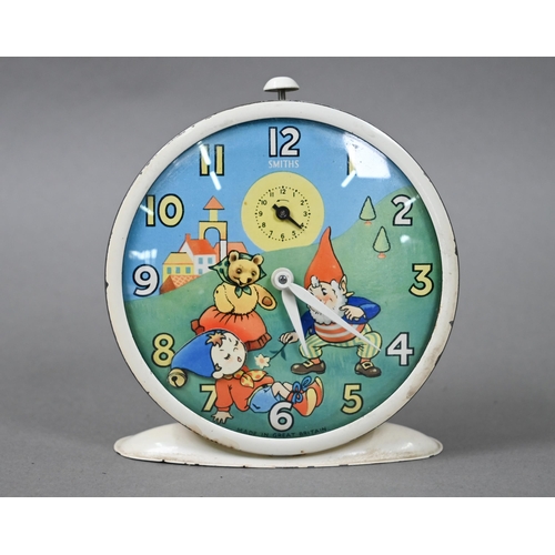 1150 - A 1950s/60s Smiths 'Noddy' alarm clock with 10 cm decorative dial featuring nodding Noddy