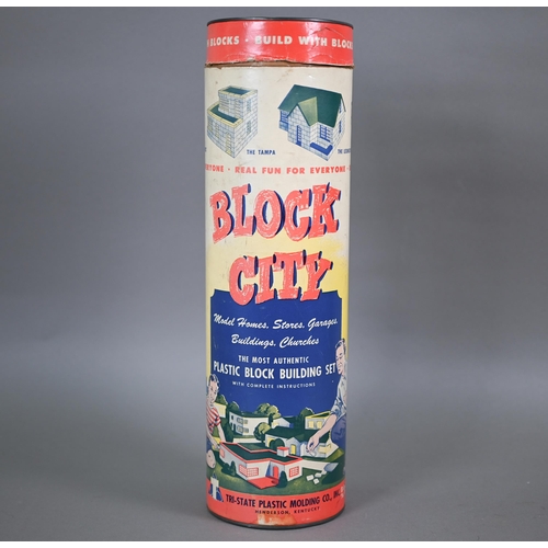 1154 - A US Tri-State Plastic Molding Co Inc Block City building set in cardboard tube