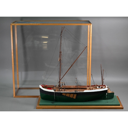 1166 - A scratch-build model of Humber Barge 'Nimrod', 66 x 66 cm in perspex case, c/w plans and sails