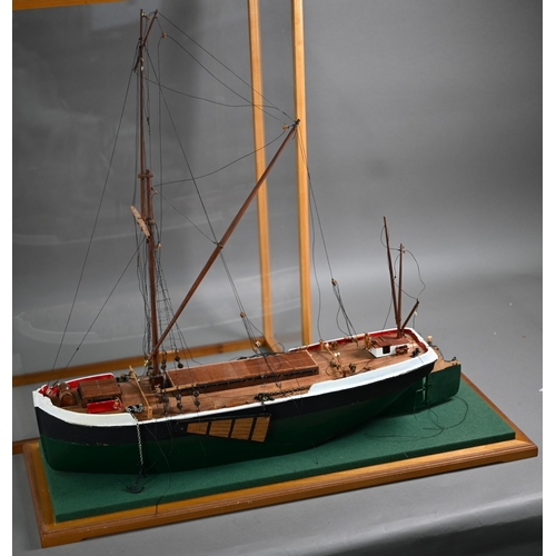 1166 - A scratch-build model of Humber Barge 'Nimrod', 66 x 66 cm in perspex case, c/w plans and sails