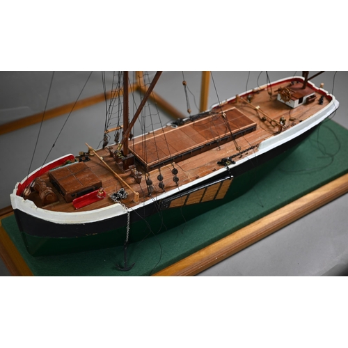 1166 - A scratch-build model of Humber Barge 'Nimrod', 66 x 66 cm in perspex case, c/w plans and sails