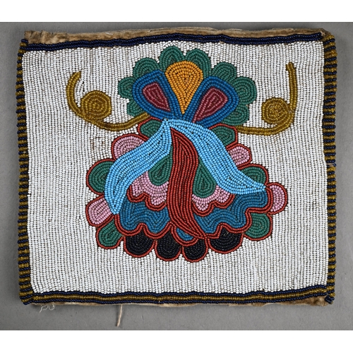 1182 - A 19th century Native American beaded purse or pouch, 13 x 16 cm Prov - From a collection sold at Ph... 