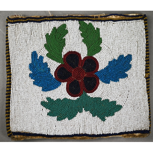 1182 - A 19th century Native American beaded purse or pouch, 13 x 16 cm Prov - From a collection sold at Ph... 