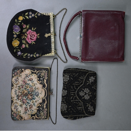 1186 - A collection of nine various vintage handbags including Mappin & Webb retailed lizard style, bla... 