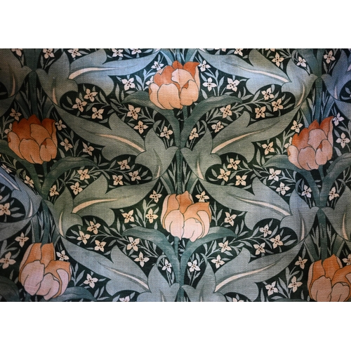 1208 - A pair of curtains in William Morris's Tulip design with triple pleat headings, fully lined and inte... 