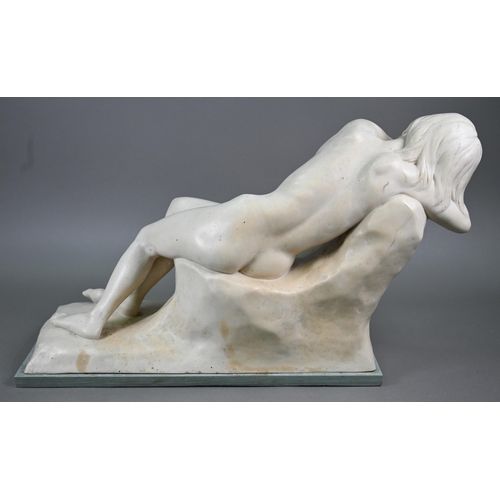 1234 - A marble-resin large nude study of a sleeping woman, signed A D Carpenter 1977, 43 x 72 cm