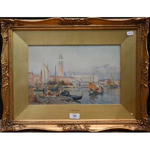 704 - F M Chase (1843-1898) - Venetian view, watercolour, signed lower right, 23 x 35 cm