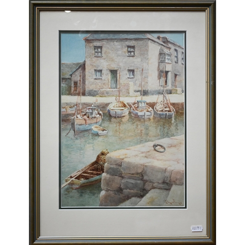 707 - Lewis Mortimer - Four Cornish watercolour views, coast and harbour, watercolour, signed, 25.5 x 34 c... 