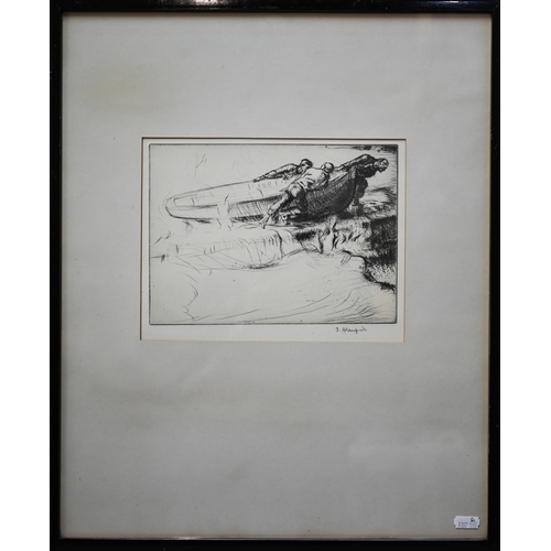 717 - After Edmund Blampied (1886-1966) - Fishermen returning, etching, pencil signed to lower right margi... 