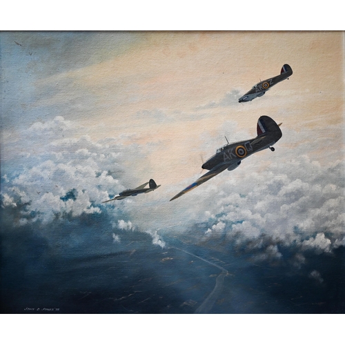 720 - John D Jones - 'No Escape, Hurricanes 213 Squadron', oil on board, signed and dated '78 lower left, ... 