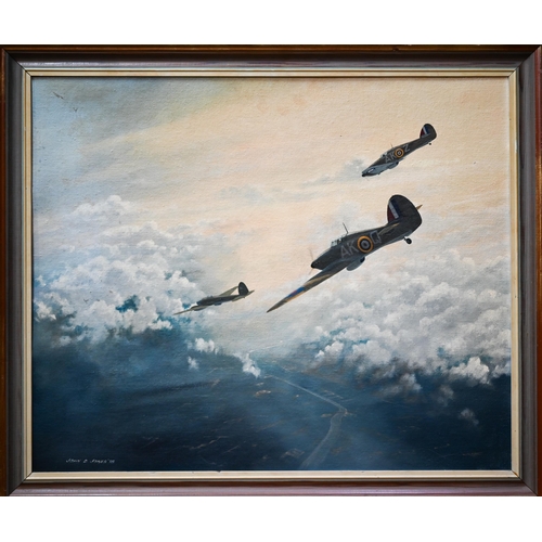 720 - John D Jones - 'No Escape, Hurricanes 213 Squadron', oil on board, signed and dated '78 lower left, ... 
