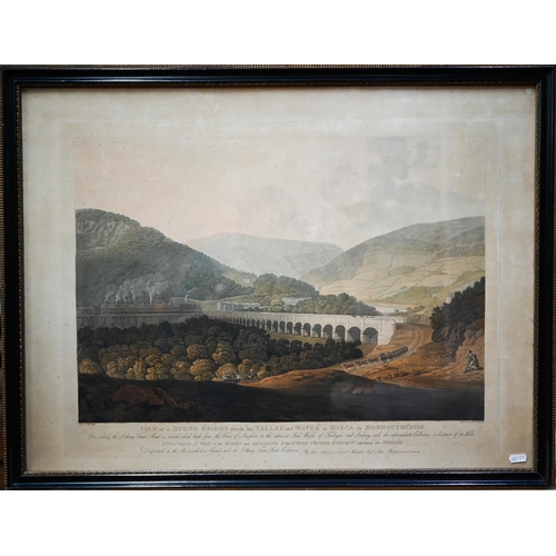 722A - After Thomas Cartwright - 'View of a Stone Bridge across the Valley and River Risca in Monmouthshire... 