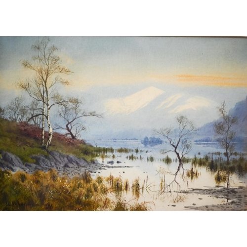 737 - Edward H Thompson (1879-1949)- 'When snow covered Skiddaw greets the morning sun; Derwentwater from ... 