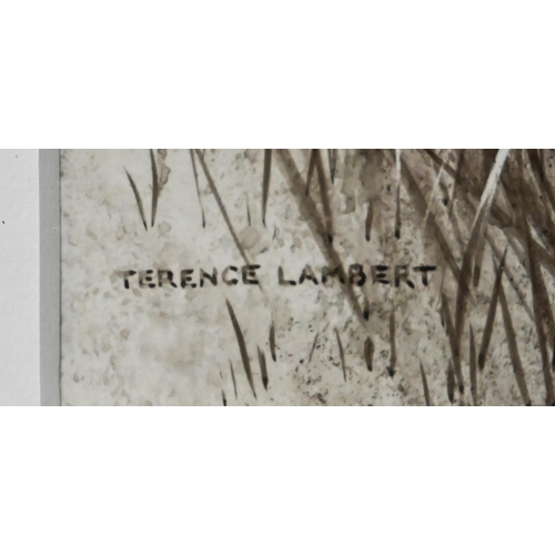 756 - Terence Lambert (1951) - Hare, mixed media, signed, 36.5 x 21 cm