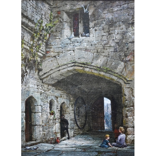 768 - Louise Rayner (1832-1924) - 'Haddon Hall, Entrance Gateway', watercolour, signed, 25.5 x 19 cm