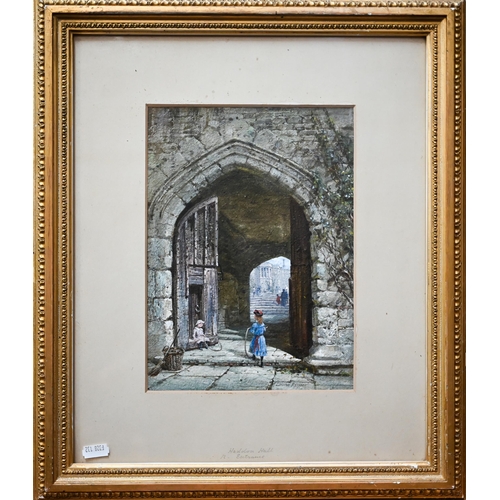 769 - Louise Rayner (1832-1924) - 'Haddon Hall, N Entrance', watercolour, signed, 26 x 19 cm