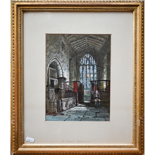 770 - Louise Rayner - 'The Chapel, Haddon Hall', watercolour, signed, 25 x 19 cm