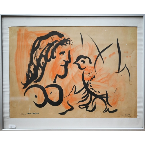 772 - After Marc Chagall (1887-1985) - 'Femme a L'oiseau', limited edition print numbered 8 of 200, signed... 